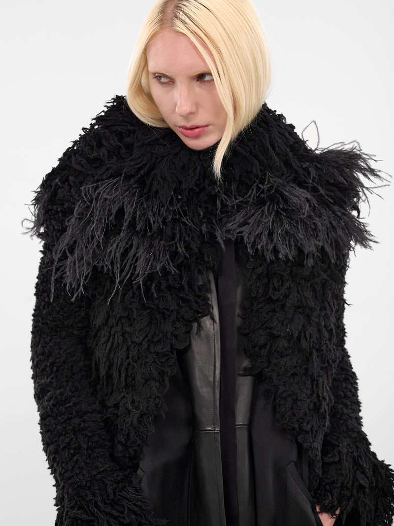 Leke Black Feather Shearling Jacket (B0013540-KN082-BLACK)