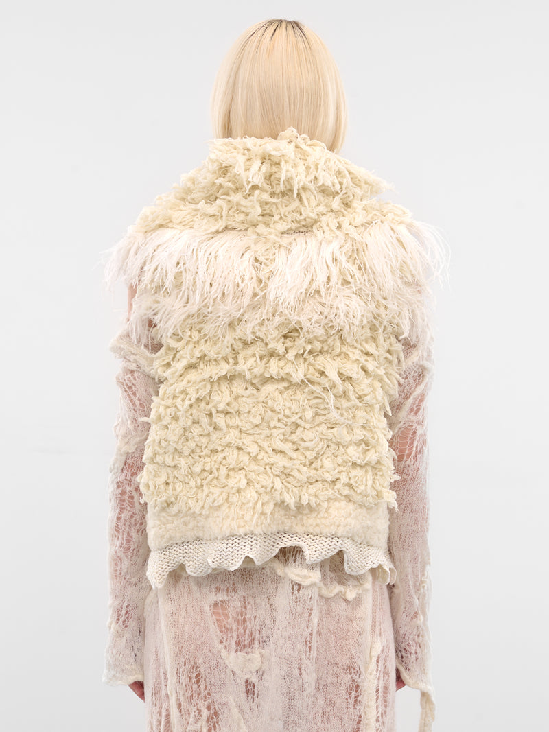 Emke White Feather Shearling Vest (B0013542-KN082-NATURAL-WHITE)