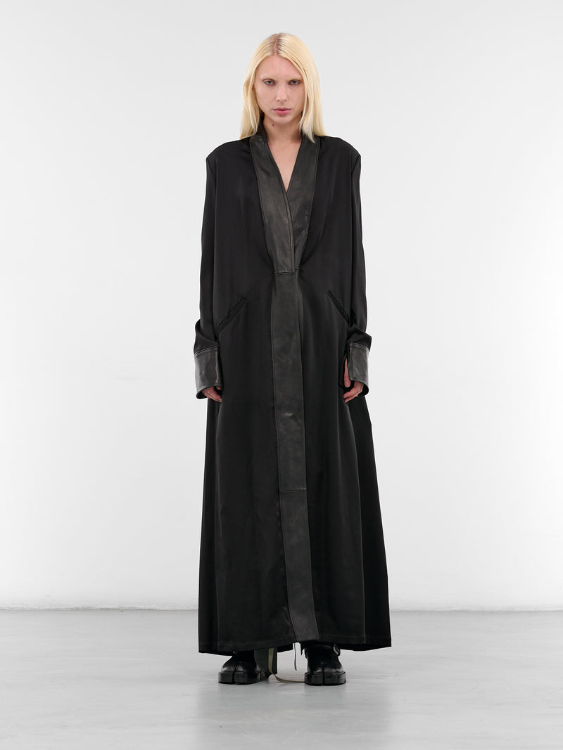 Melia Deconstructed Leather Contrast Coat (B0013583-FA647-BLACK)
