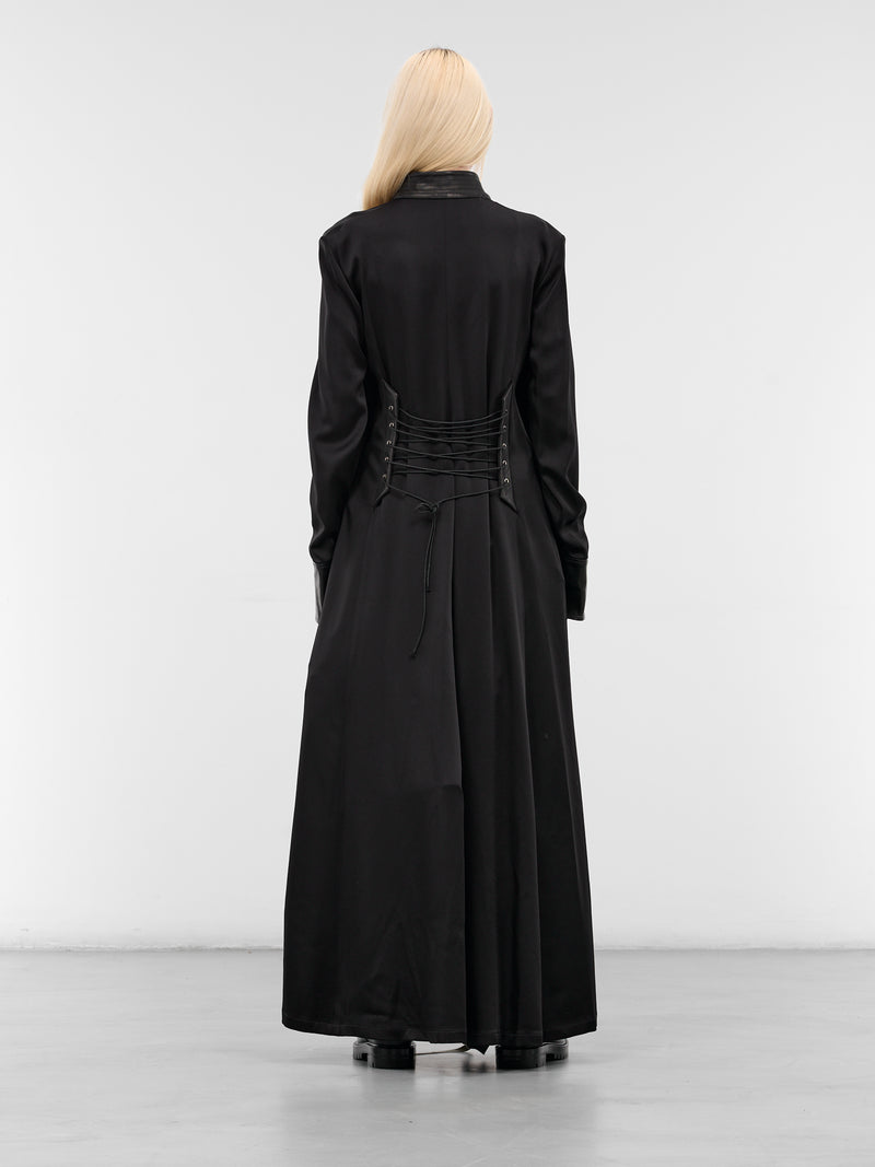 Melia Deconstructed Leather Contrast Coat (B0013583-FA647-BLACK)