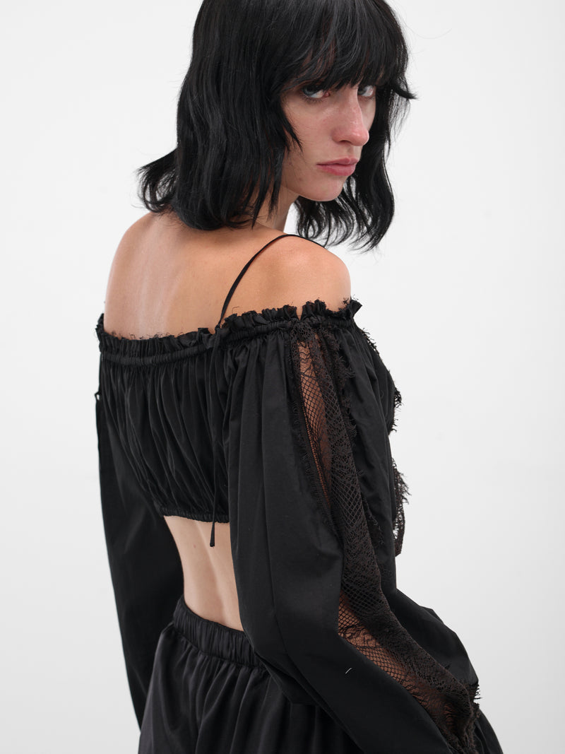Black Jorunn Lace Crop Top (B0013587-FA026-BLACK)