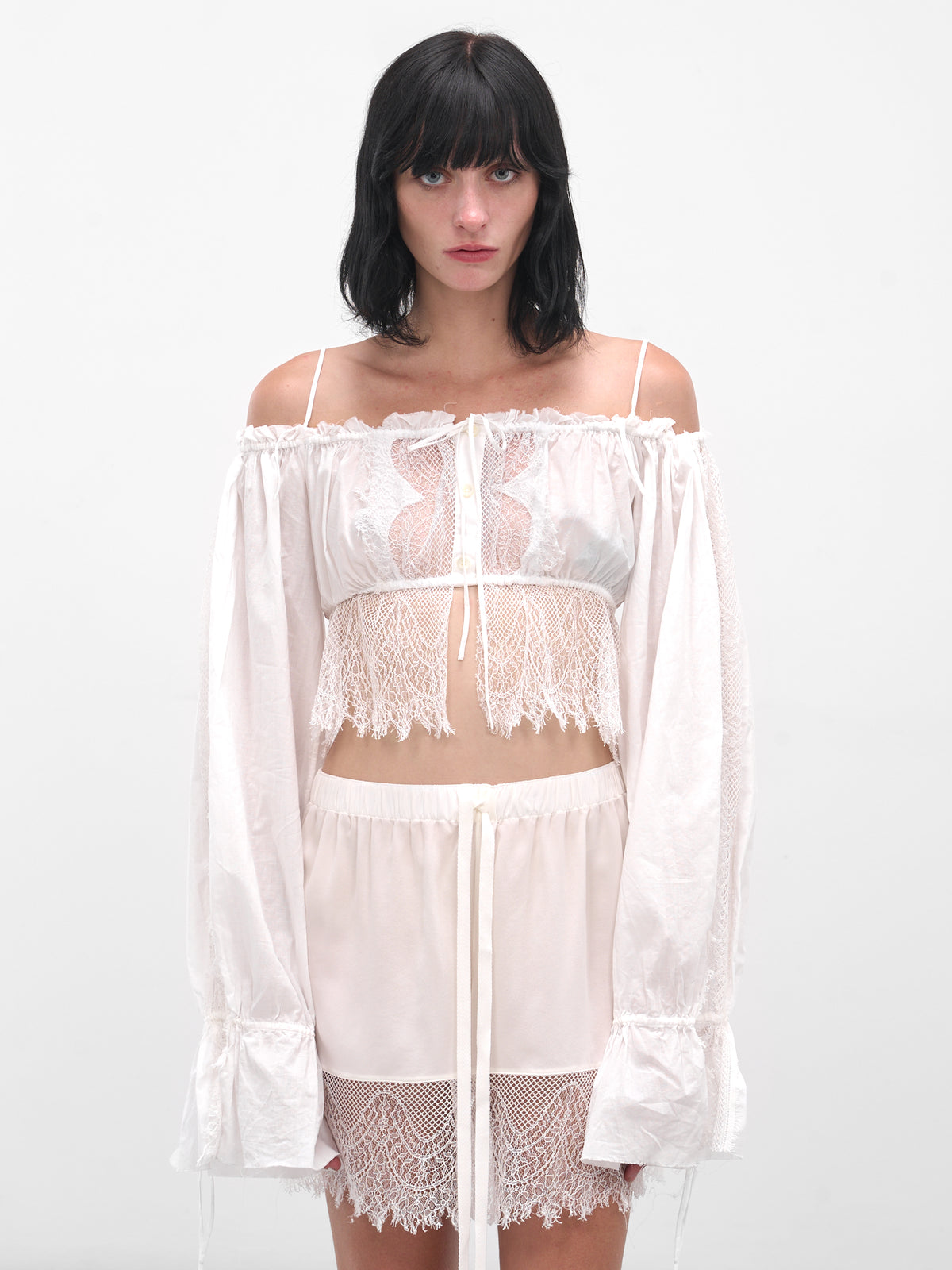 White Jorunn Lace Crop Top (B0013587-FA026-NATURAL-WHITE)