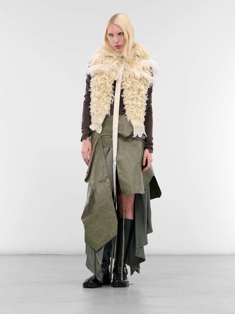 Eugenia Asymmetric Leather Satin Skirt (B0013595-FA647-SAGE)