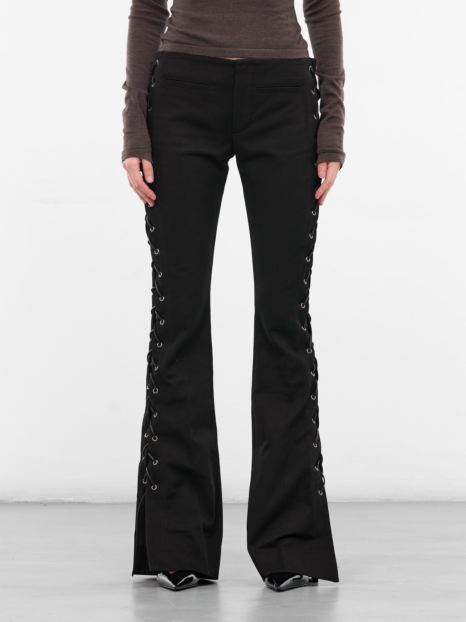Kel Black Lacing Flared Pants (B0013599-FA696-BLACK)
