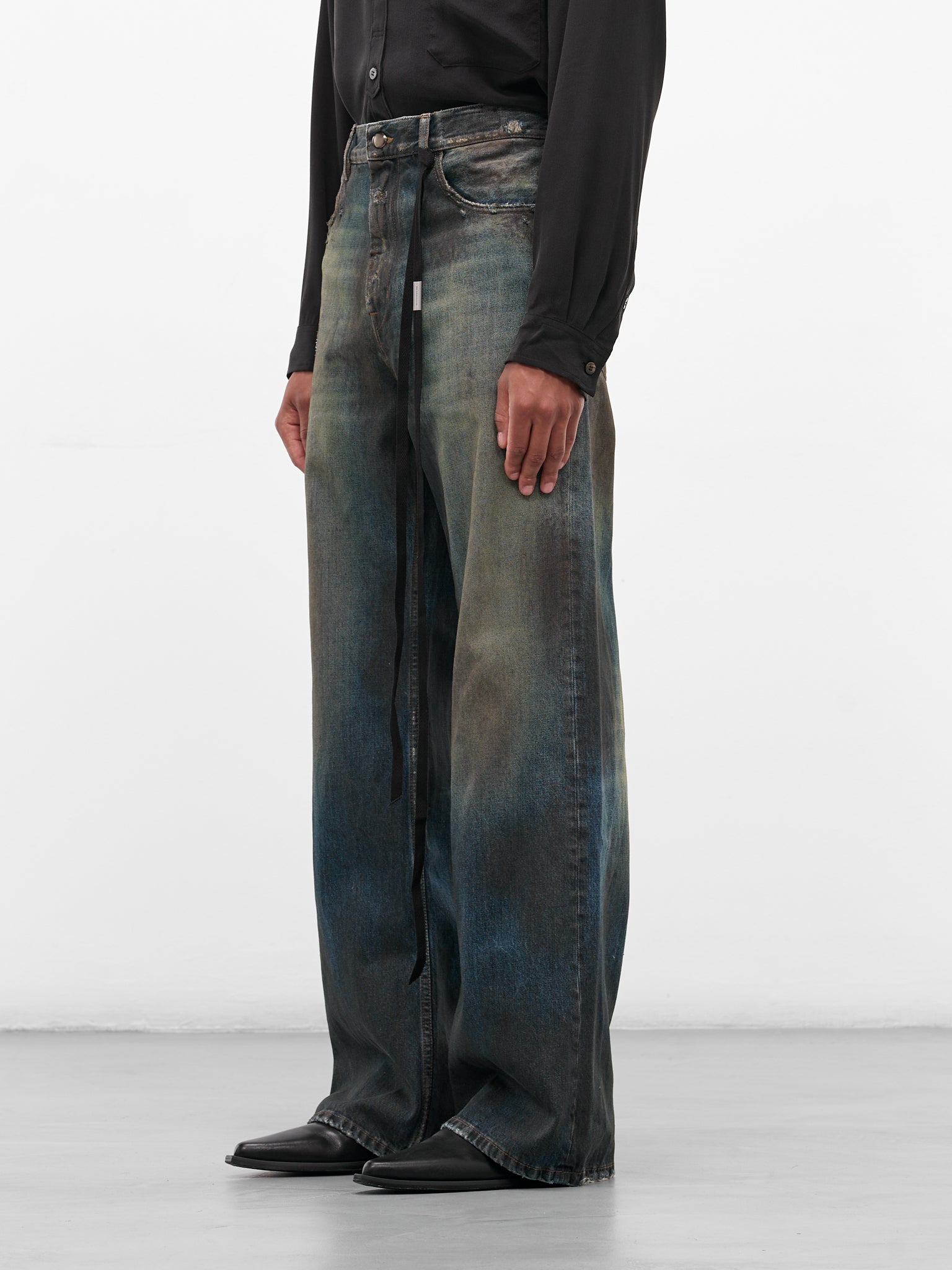 Blue Denim Distressed Bootcut Jeans (B0013616-FA671-VINTAGE-BLUE)