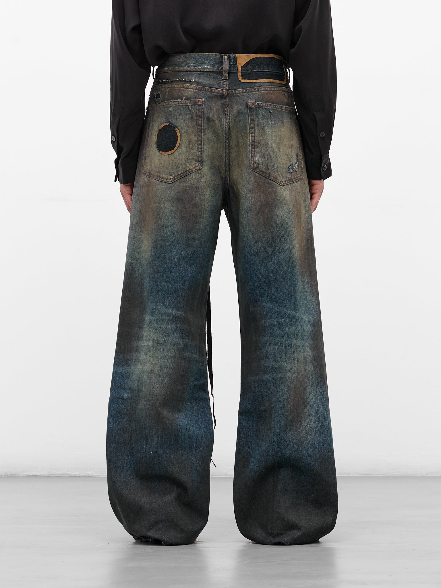 Blue Denim Distressed Bootcut Jeans (B0013616-FA671-VINTAGE-BLUE)