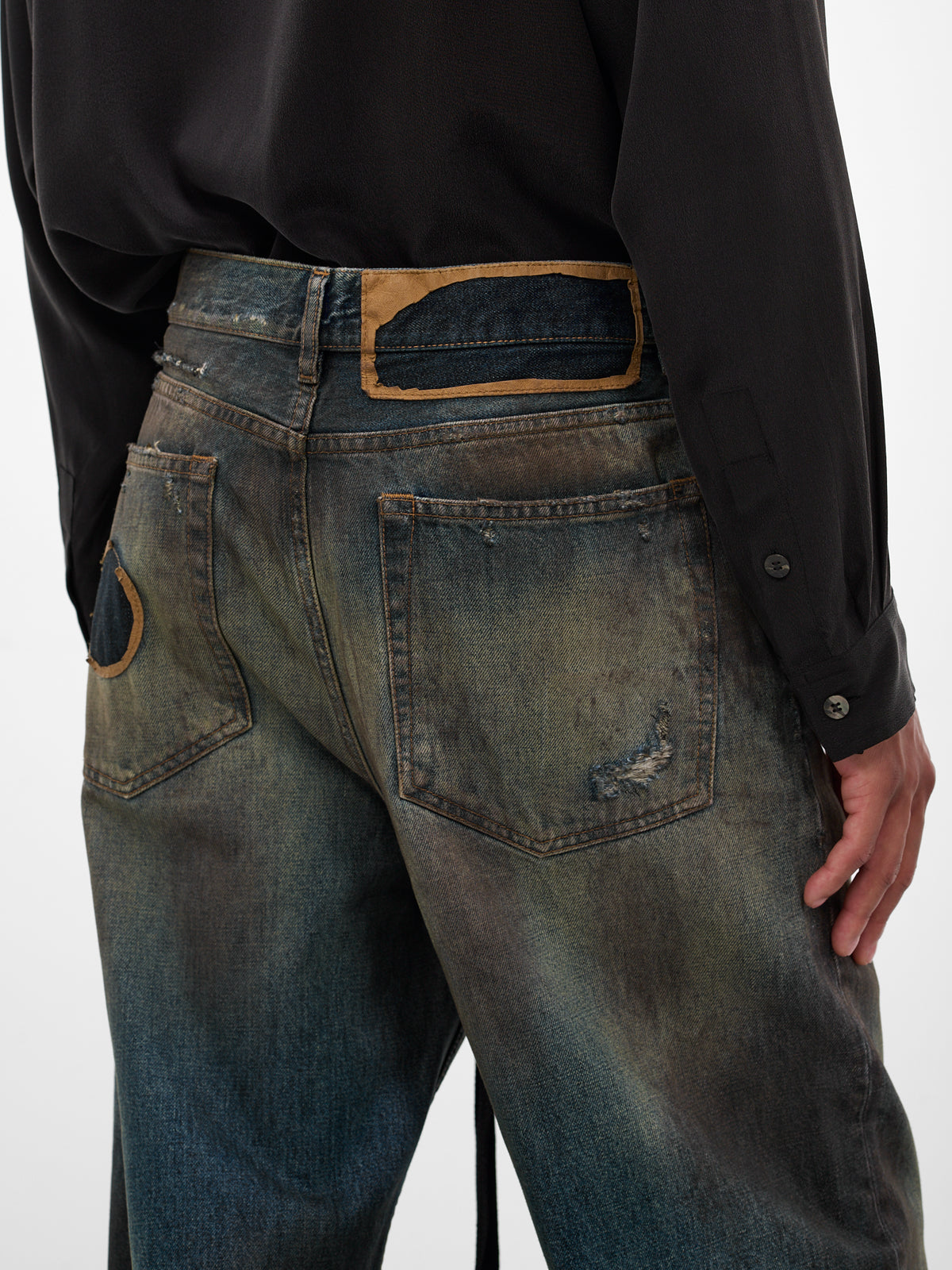 Blue Denim Distressed Bootcut Jeans (B0013616-FA671-VINTAGE-BLUE)