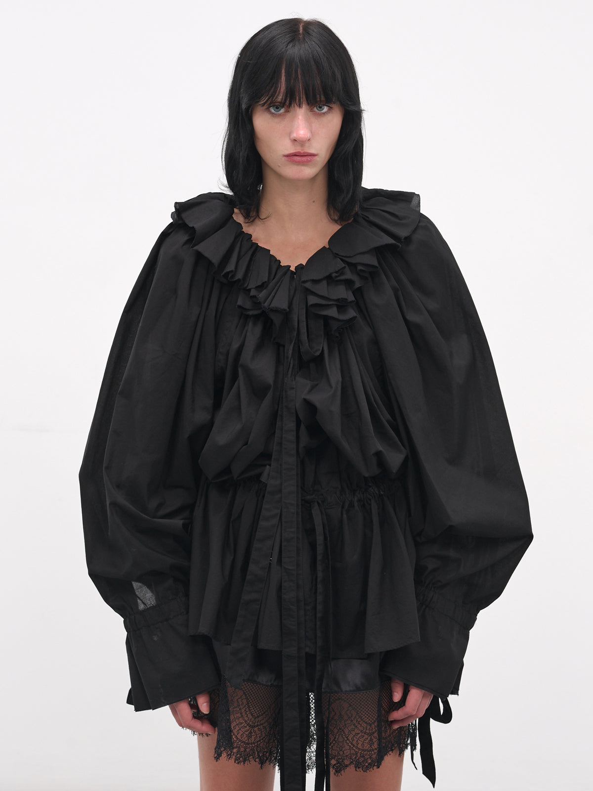 Black Bregje Ruffled Mini Dress (B0013619-FA026-BLACK)
