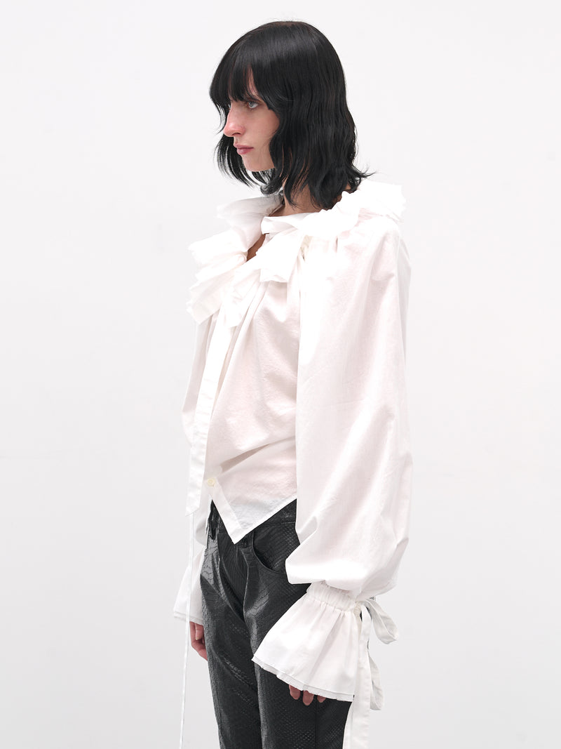White Stee Ruffle Draped Shirt (B0013622-FA026-NATURAL-WHITE)