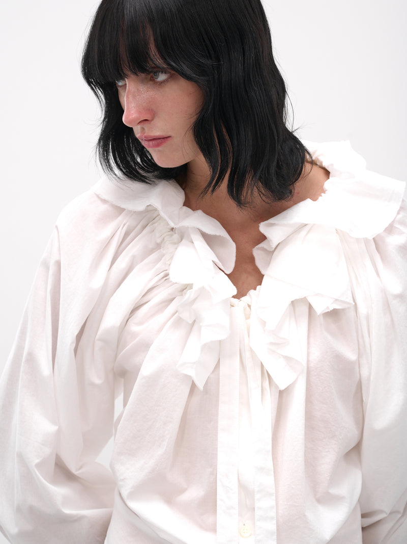 White Stee Ruffle Draped Shirt (B0013622-FA026-NATURAL-WHITE)
