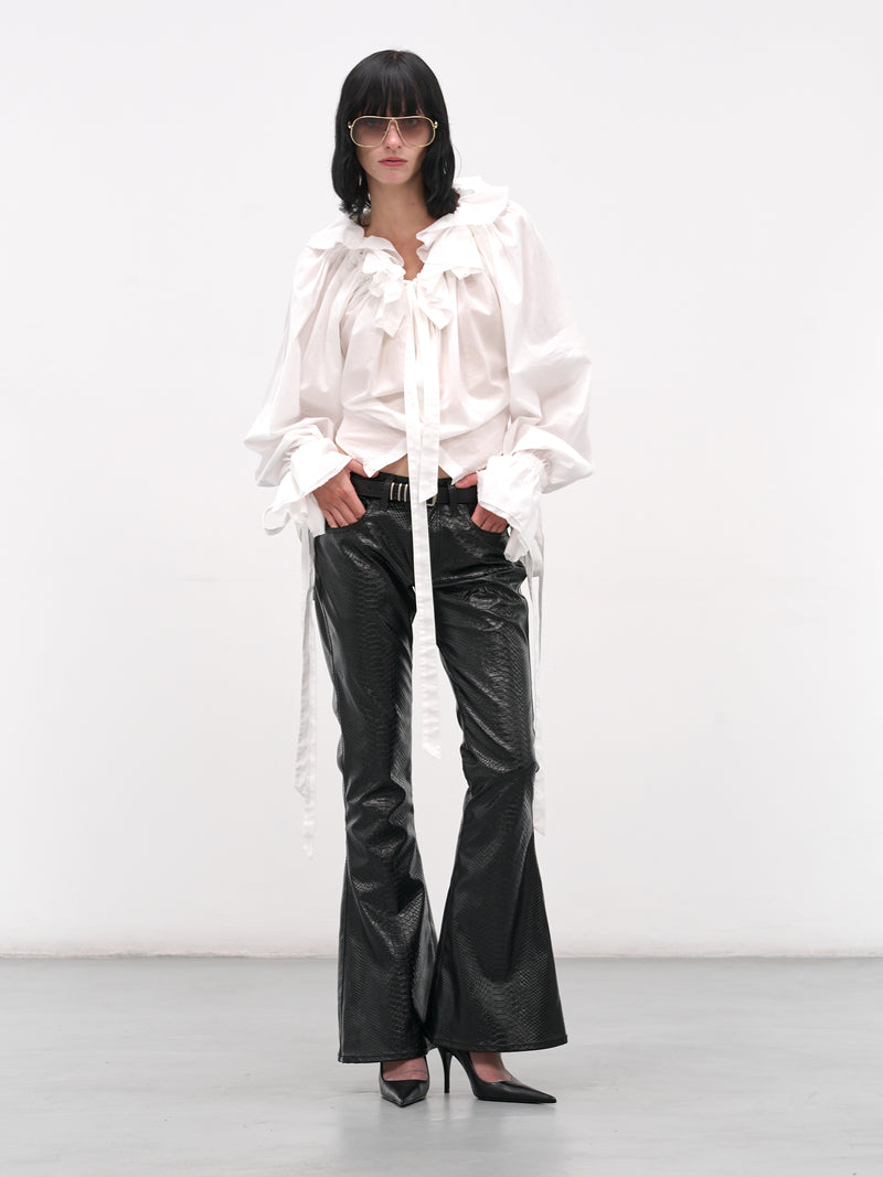 White Stee Ruffle Draped Shirt (B0013622-FA026-NATURAL-WHITE)