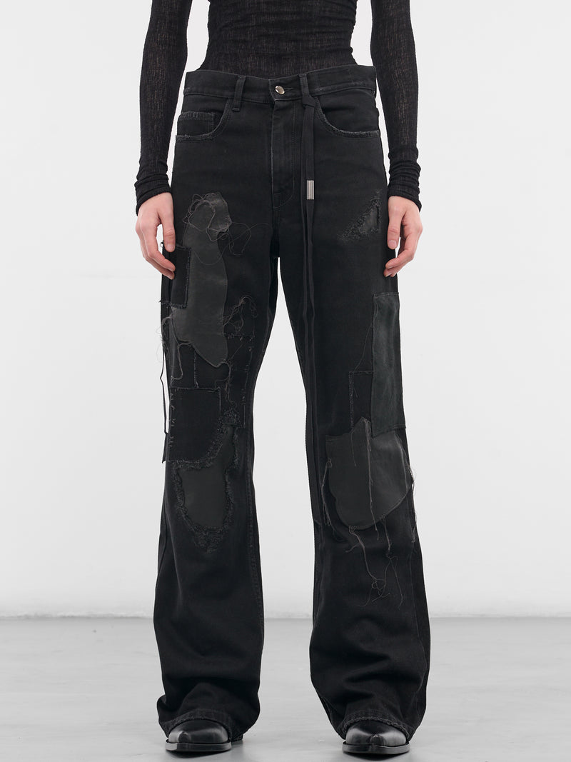 Black Genoveva Distressed Denim Jeans (B0013624-FA669-FADED-BLACK)