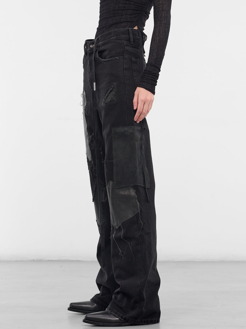 Black Genoveva Distressed Denim Jeans (B0013624-FA669-FADED-BLACK)