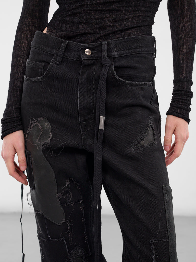 Black Genoveva Distressed Denim Jeans (B0013624-FA669-FADED-BLACK)