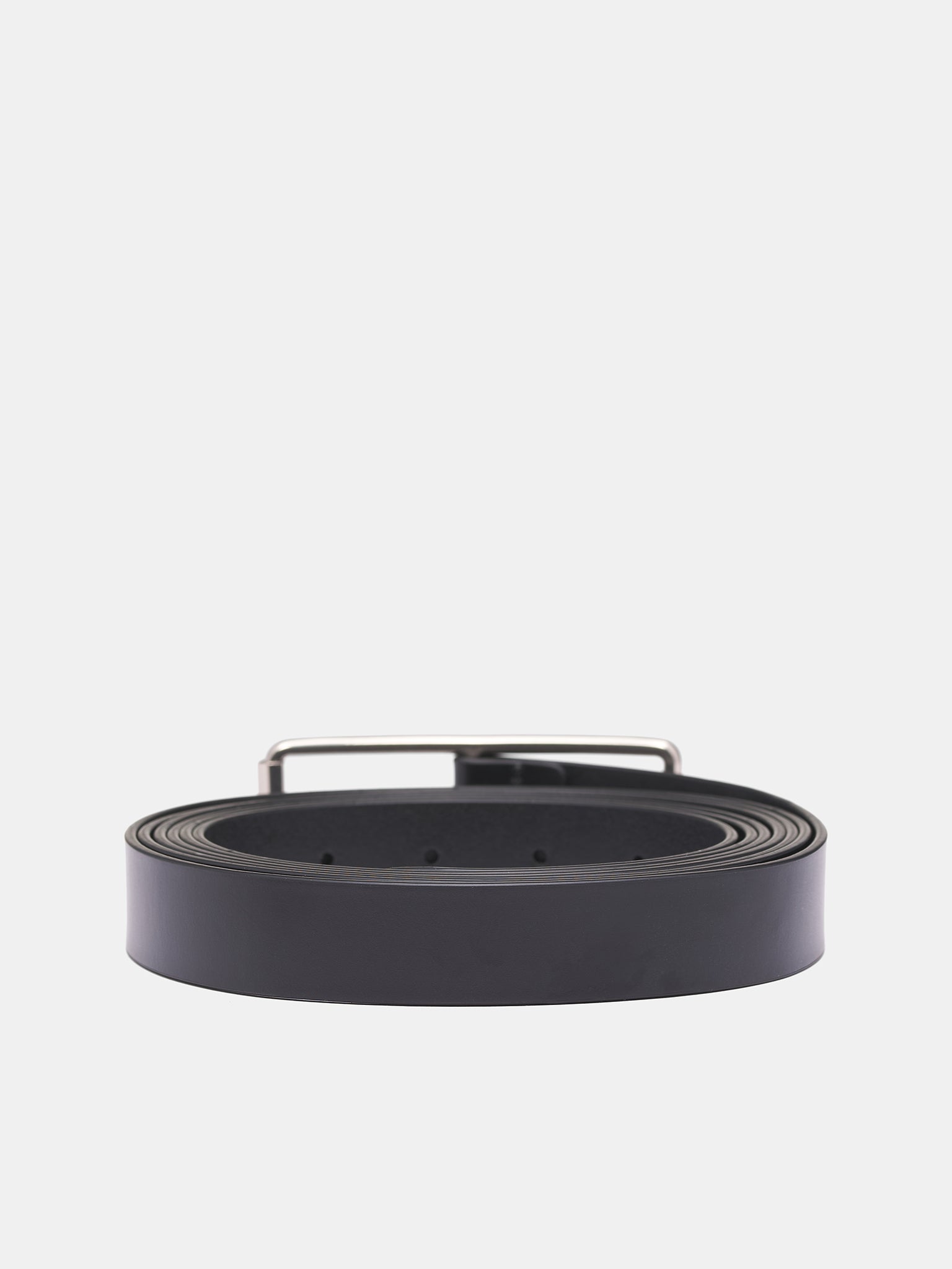 Biggi Leather Rectangular Buckle Belt (B0013681-LT128-BLACK)