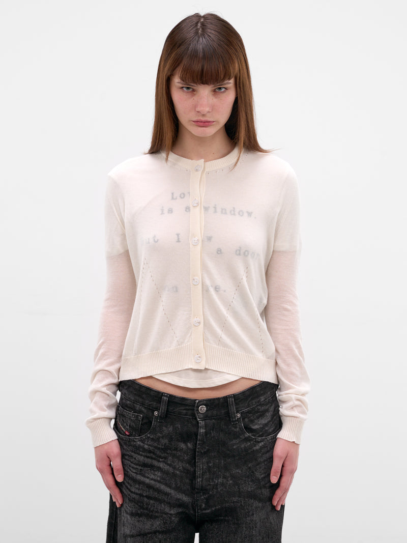 Bjel White Seamless Wool-Silk Cardigan (B0013755-FA052-NATURAL-WHITE)