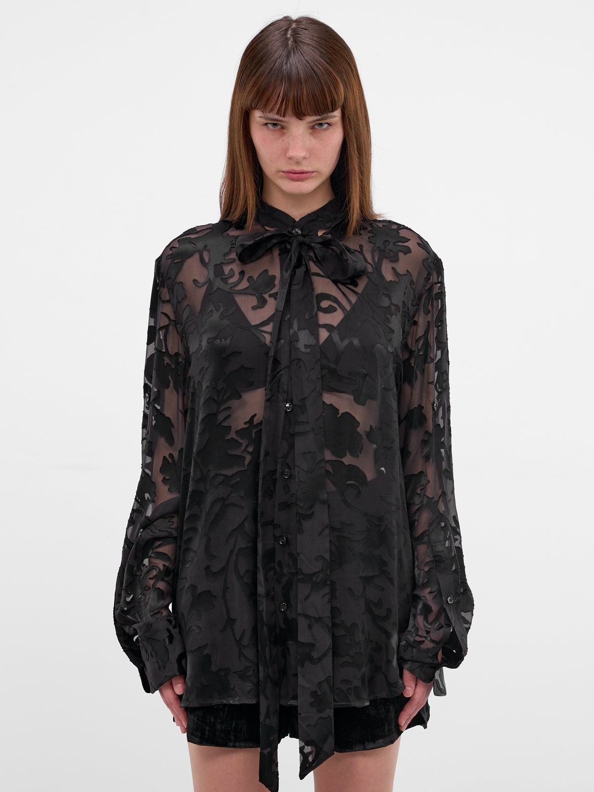 Dien Foulard Floral Silk Shirt (B0013768-FA715-BLACK)