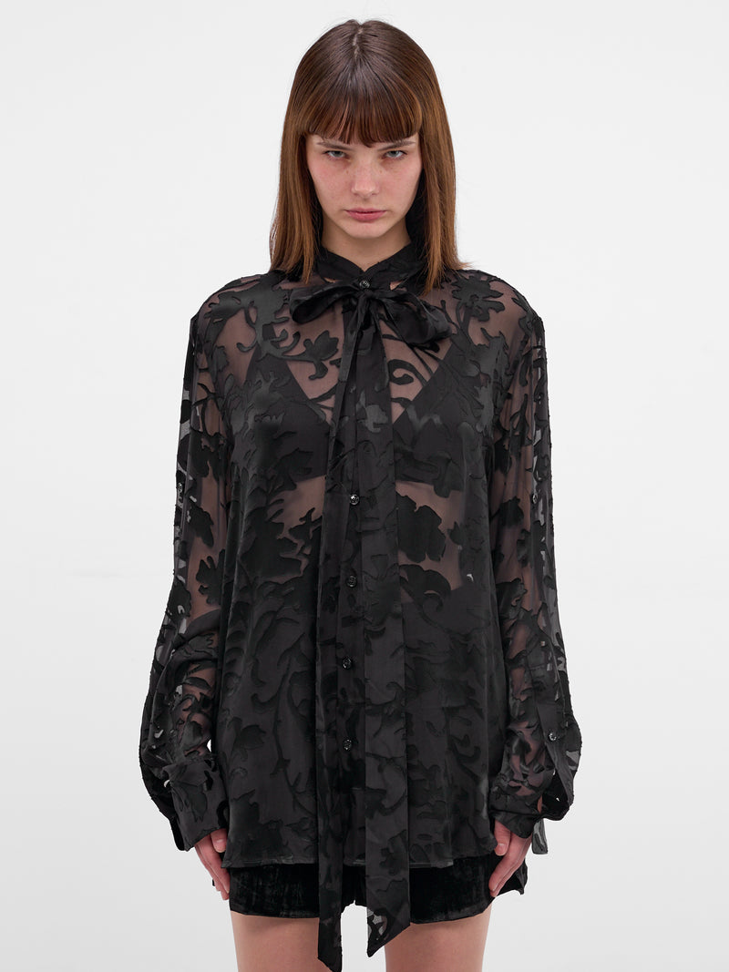 Dien Foulard Floral Silk Shirt (B0013768-FA715-BLACK)