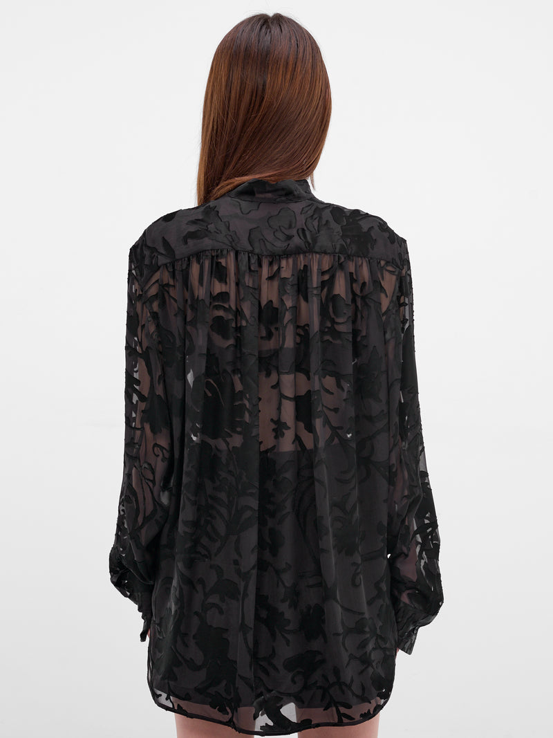 Dien Foulard Floral Silk Shirt (B0013768-FA715-BLACK)