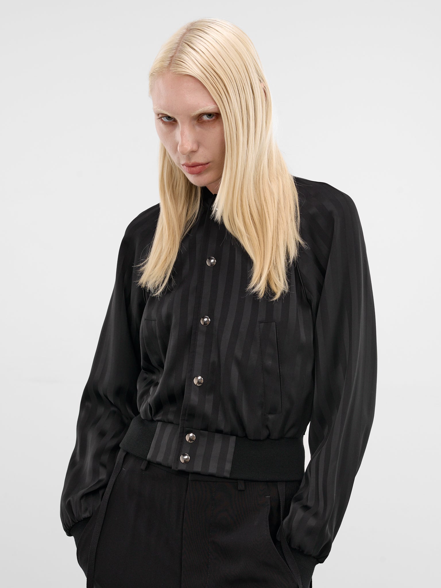 Arya Striped Raglan Bomber Jacket (B0013777-FA705-099-BLACK)