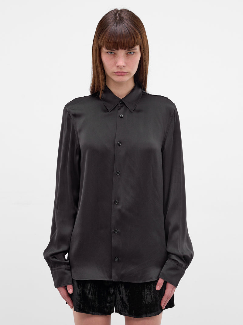 Lais Black Silk Lacing Shirt (B0013793-FA134-BLACK)