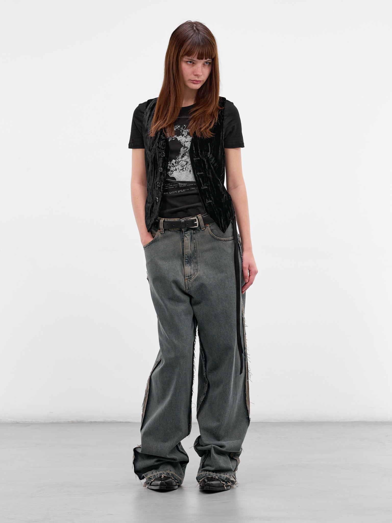 Black Leather WIllow Embossed Belt (B0012469-LT128-099-BLACK)