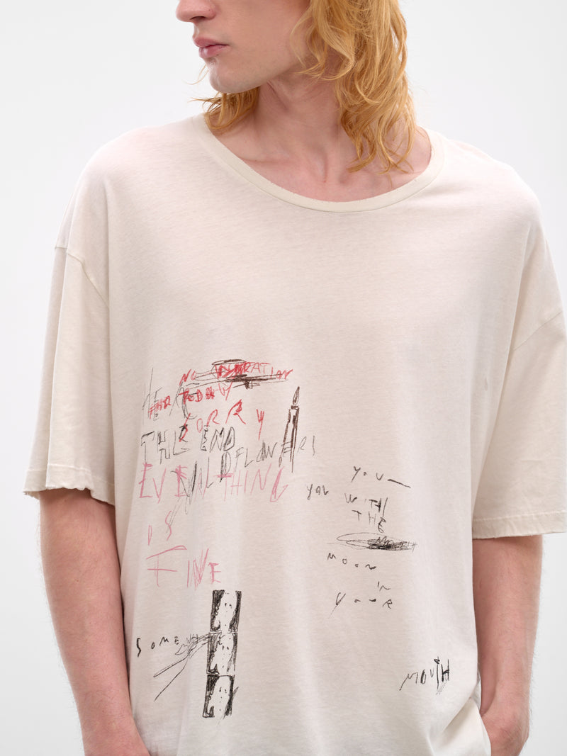 Lu Boxy Sketch Graphic Tee (B0013914-FA637-IVORY)
