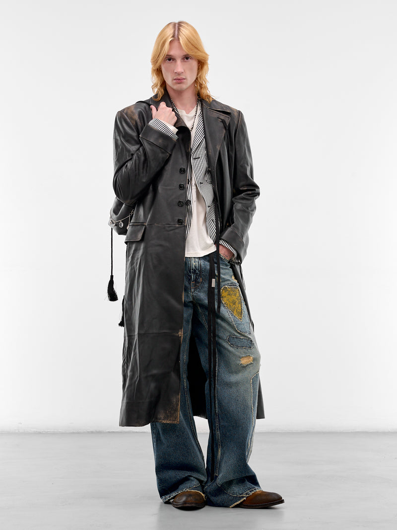 Ailo X-Long Belted Lamb Coat (B0013972-LT192-BLACK-NUDE)