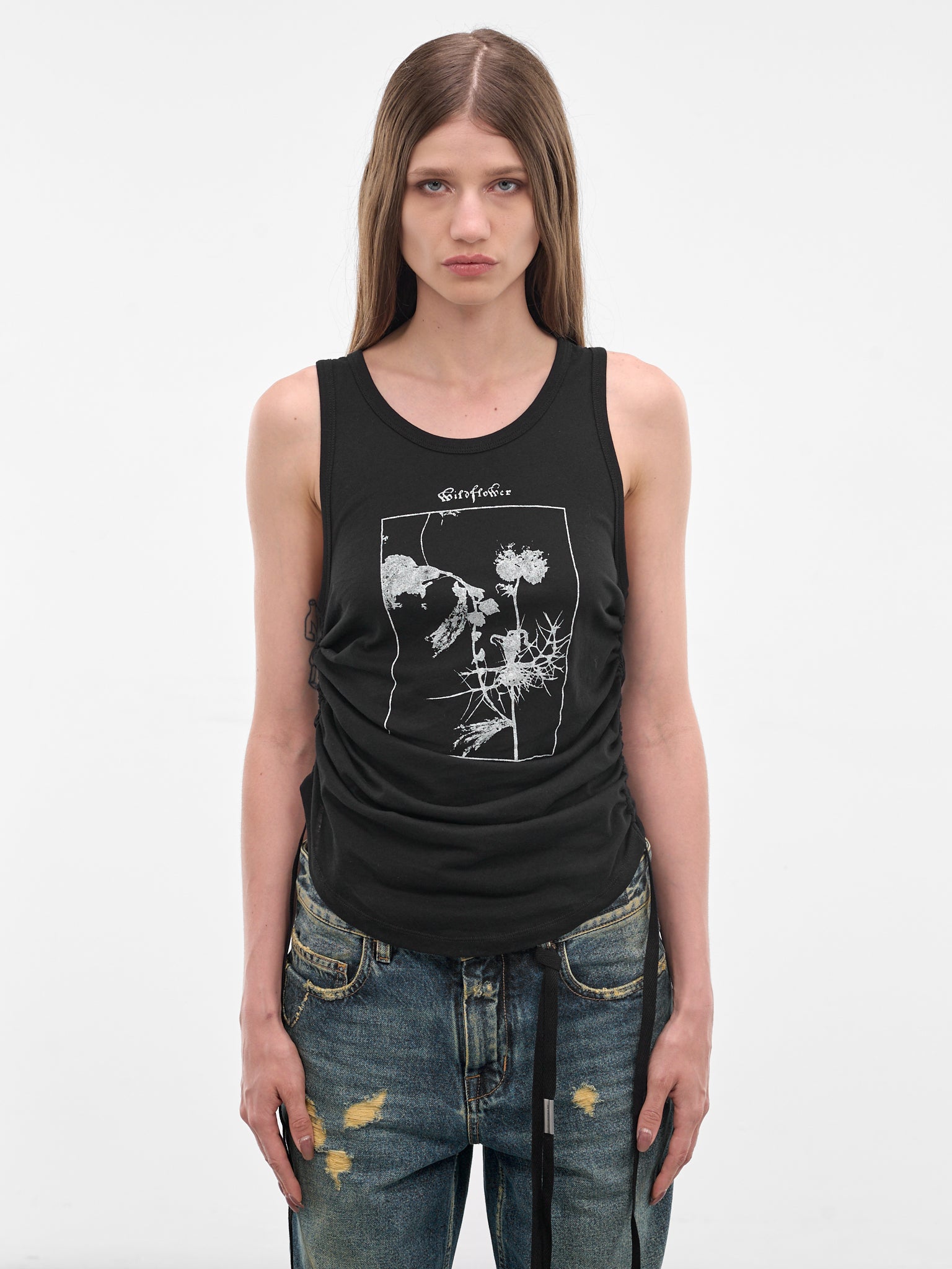 Mexi Black Wrinkled Crop Tank (B0013918-FA206-BLACK)