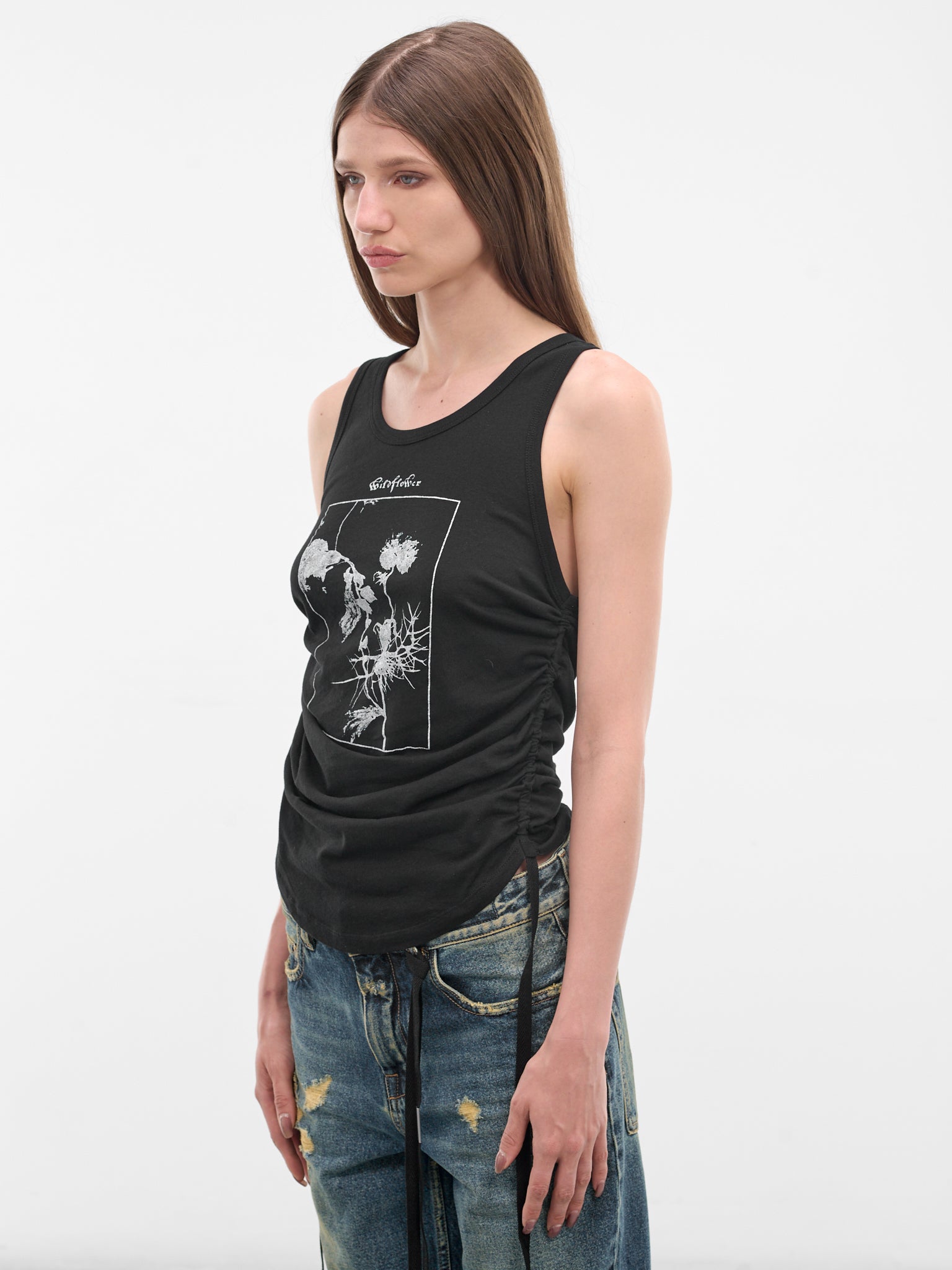Mexi Black Wrinkled Crop Tank (B0013918-FA206-BLACK)