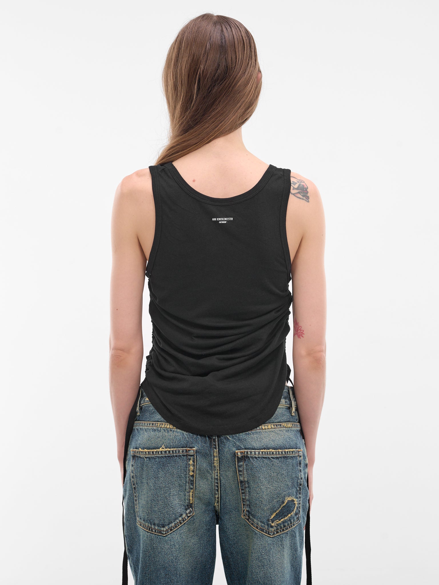 Mexi Black Wrinkled Crop Tank (B0013918-FA206-BLACK)