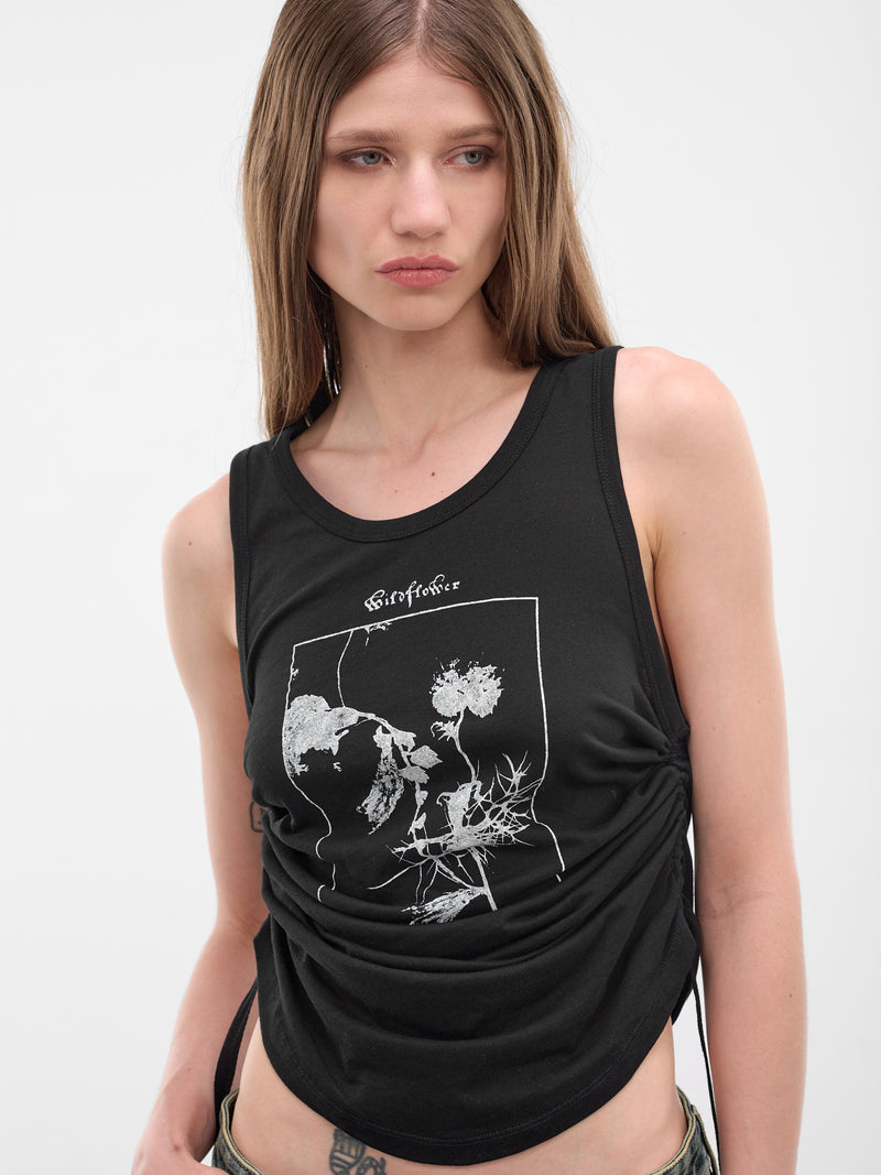 Mexi Black Wrinkled Crop Tank (B0013918-FA206-BLACK)