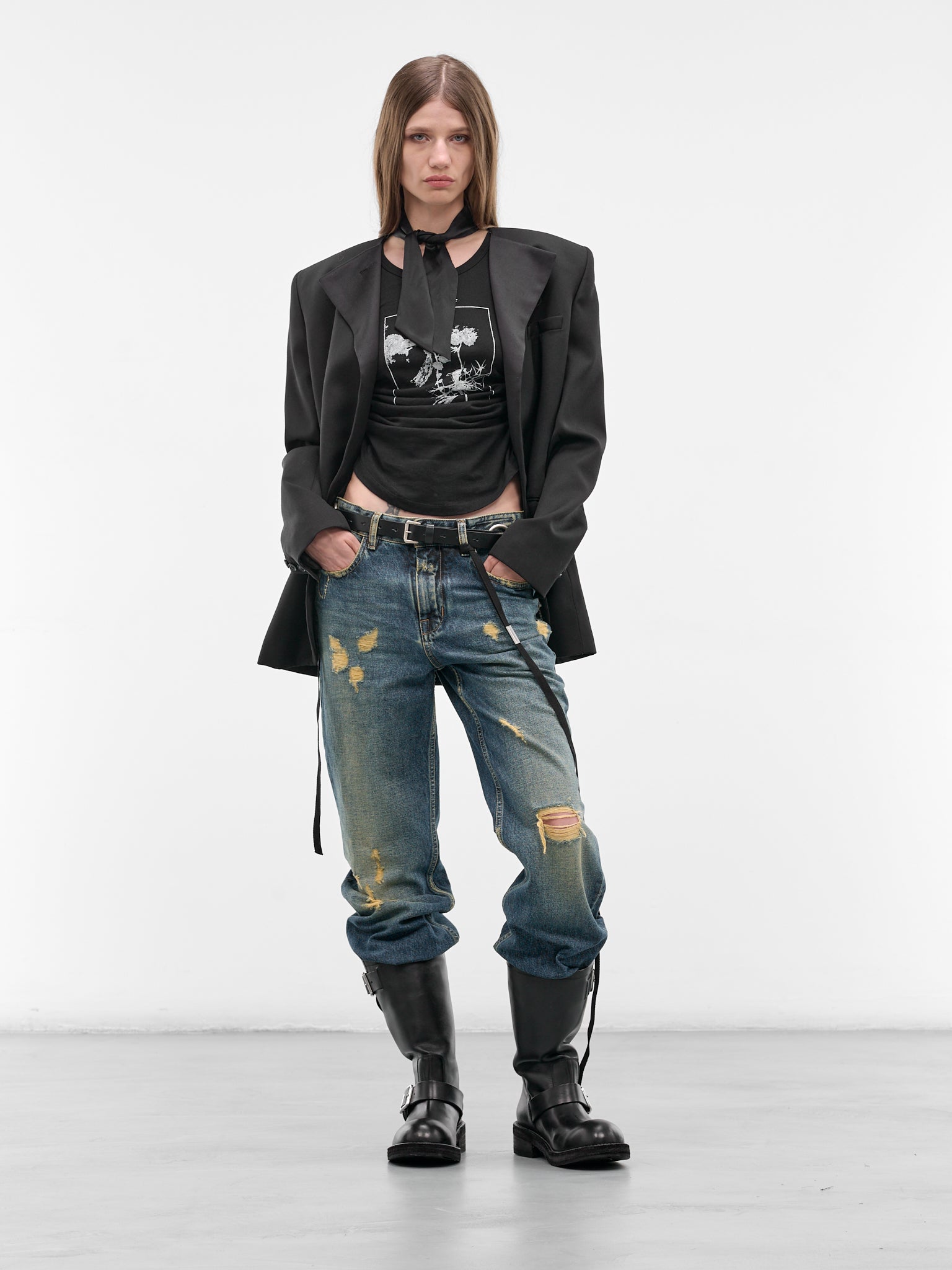 Mexi Black Wrinkled Crop Tank (B0013918-FA206-BLACK)