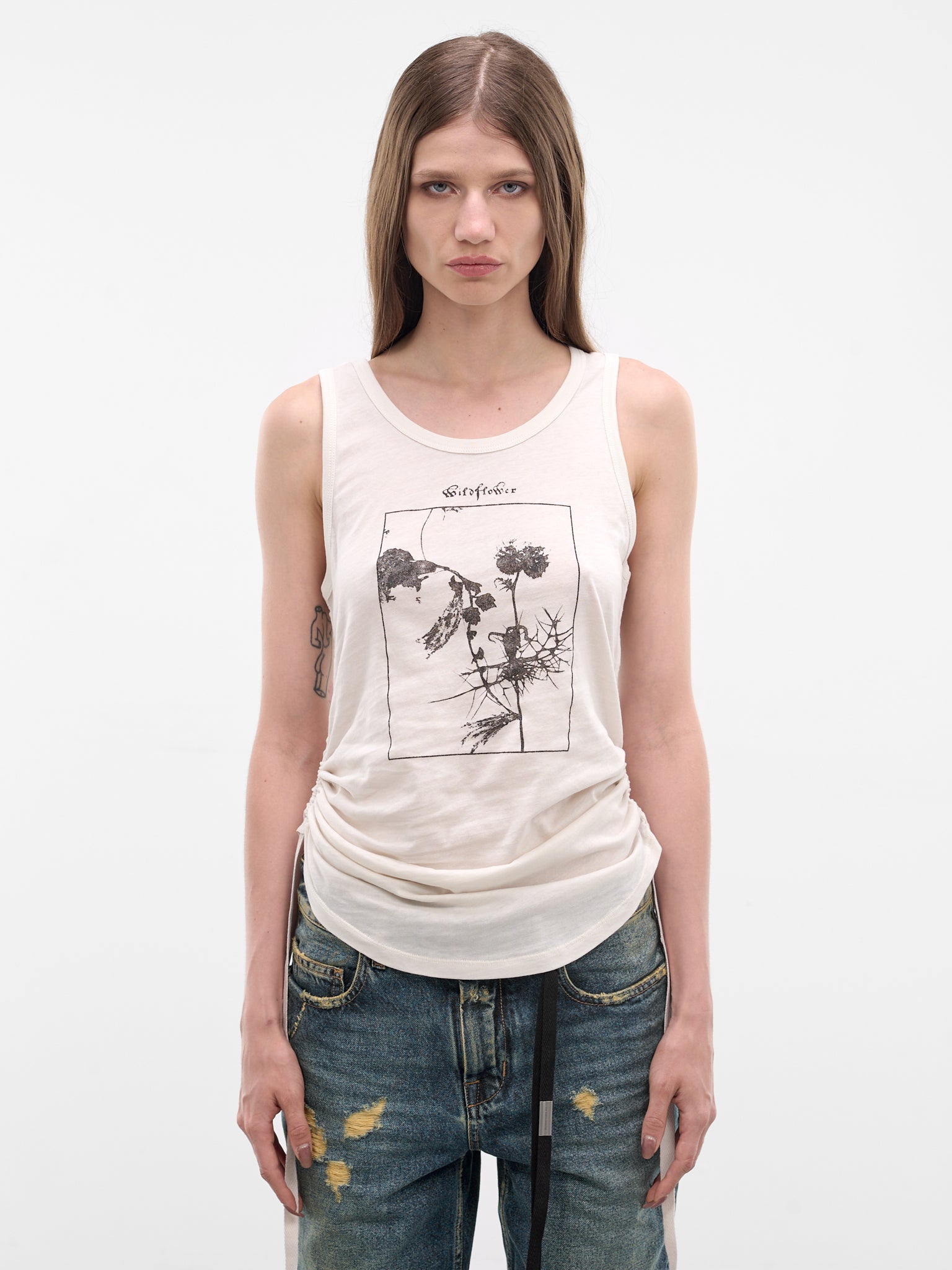 Mexi White Wrinkled Crop Tank (B0013918-FA206-IVORY)