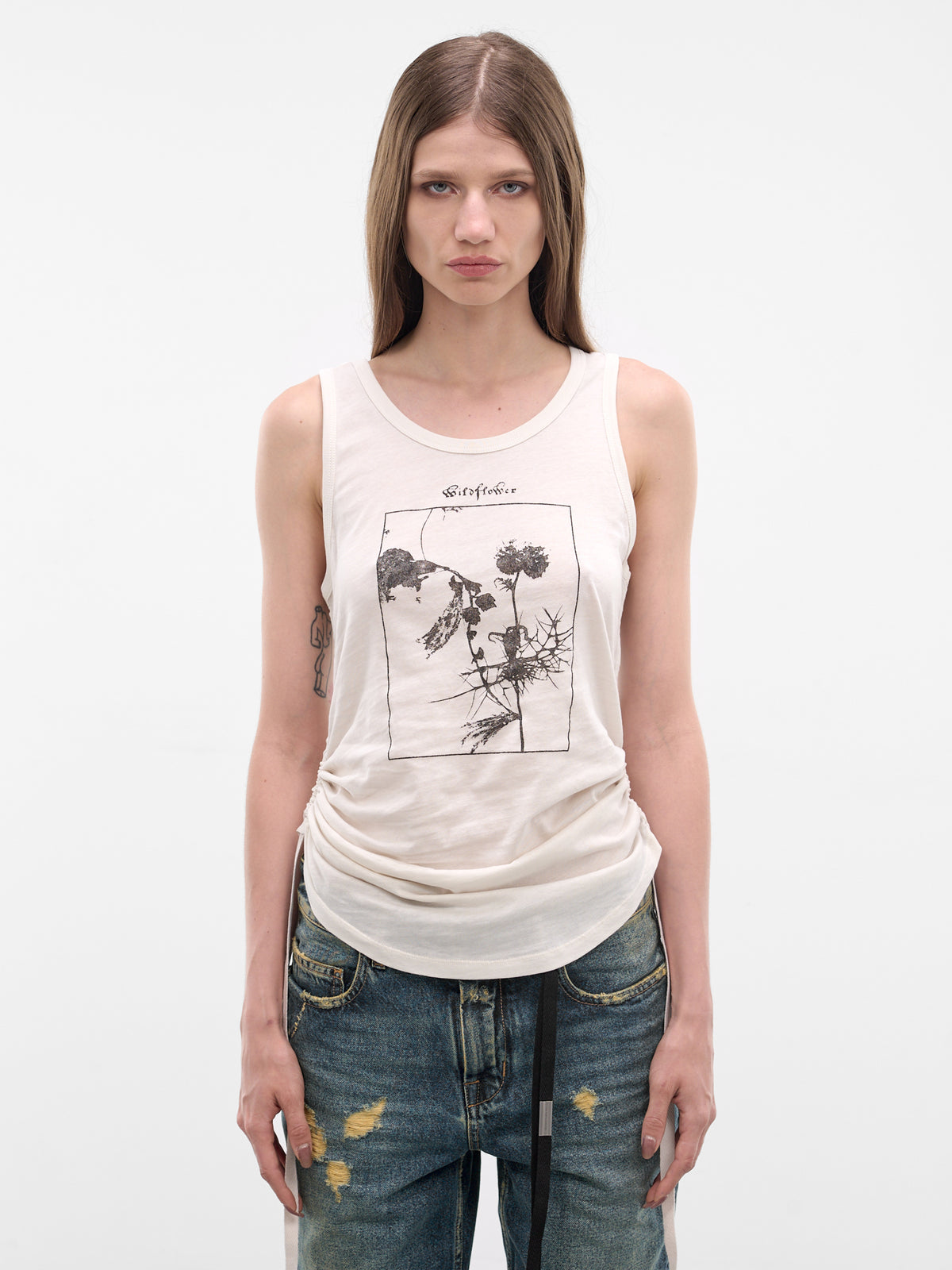 Mexi White Wrinkled Crop Tank (B0013918-FA206-IVORY)