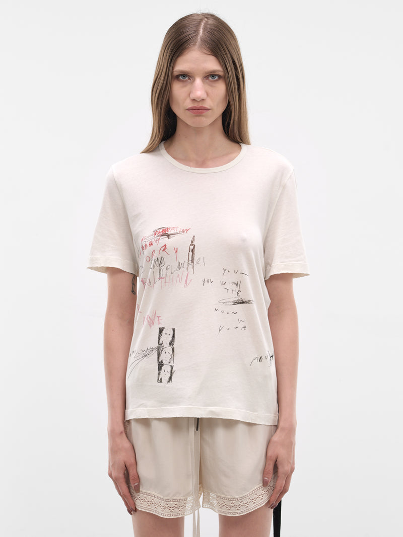 Fanie Ivory Cotton Graphic Tee (B0013920-FA637-IVORY)