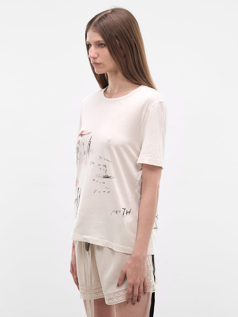 Fanie Ivory Cotton Graphic Tee (B0013920-FA637-IVORY)