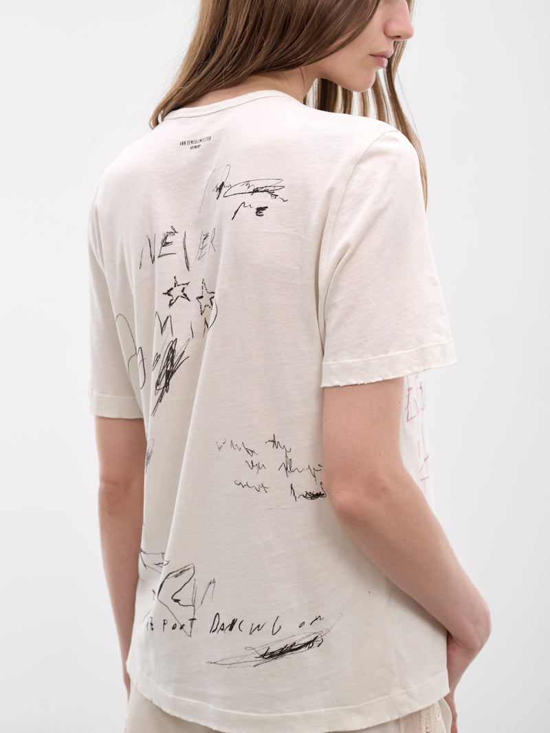 Fanie Ivory Cotton Graphic Tee (B0013920-FA637-IVORY)