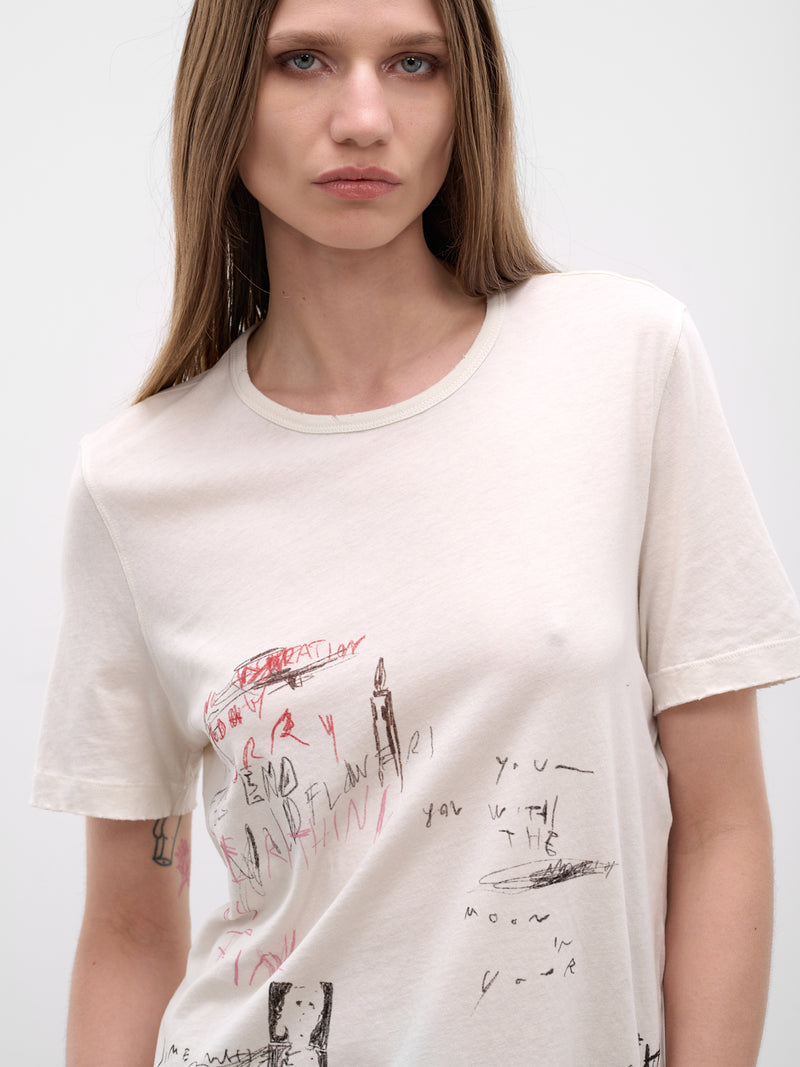 Fanie Ivory Cotton Graphic Tee (B0013920-FA637-IVORY)