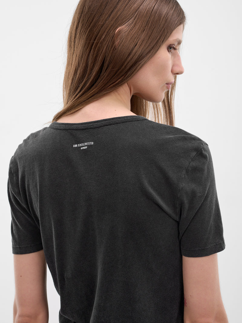 Floor Black Flocked Micro Tee (B0013923-FA740-FADED-BLACK)