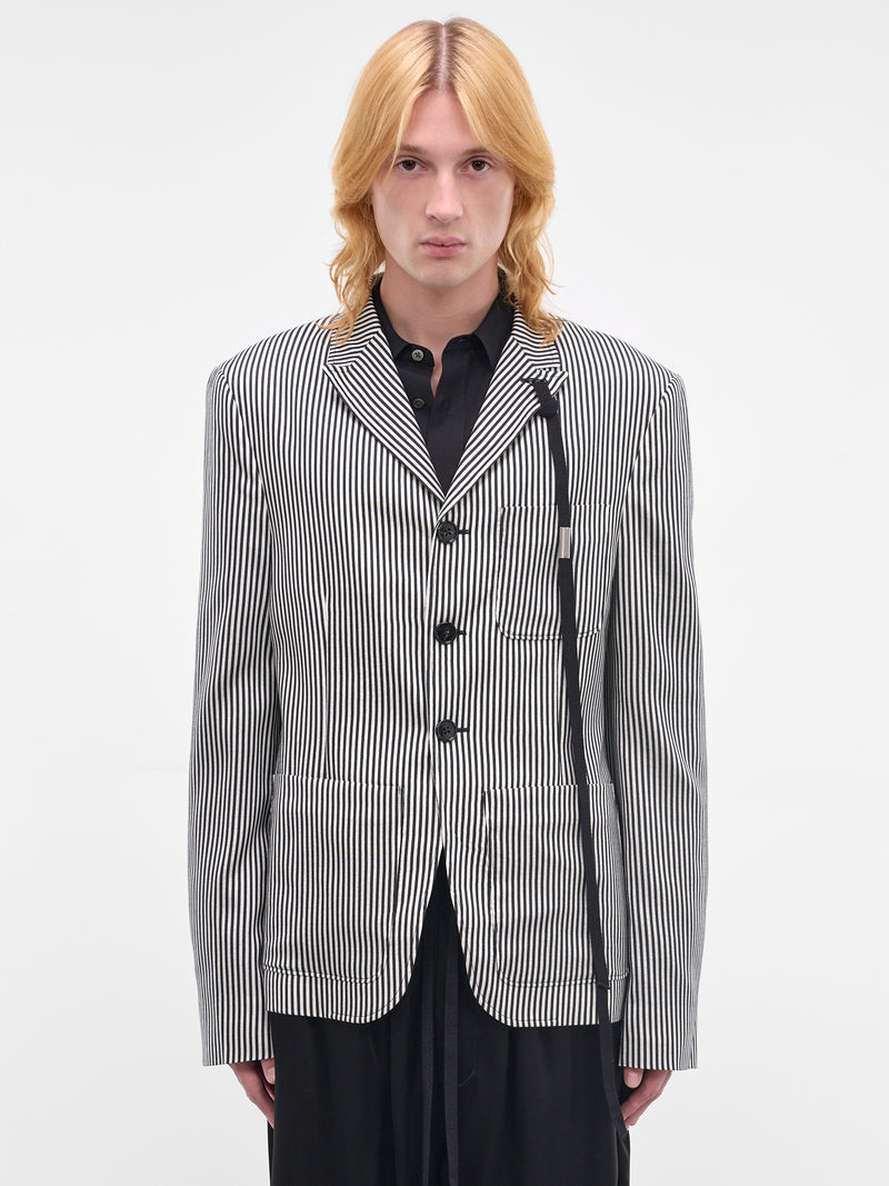 Josh Silk Deconstructed Stripe Blazer (B0013930-FA737-BLACK-NATURAL-W)