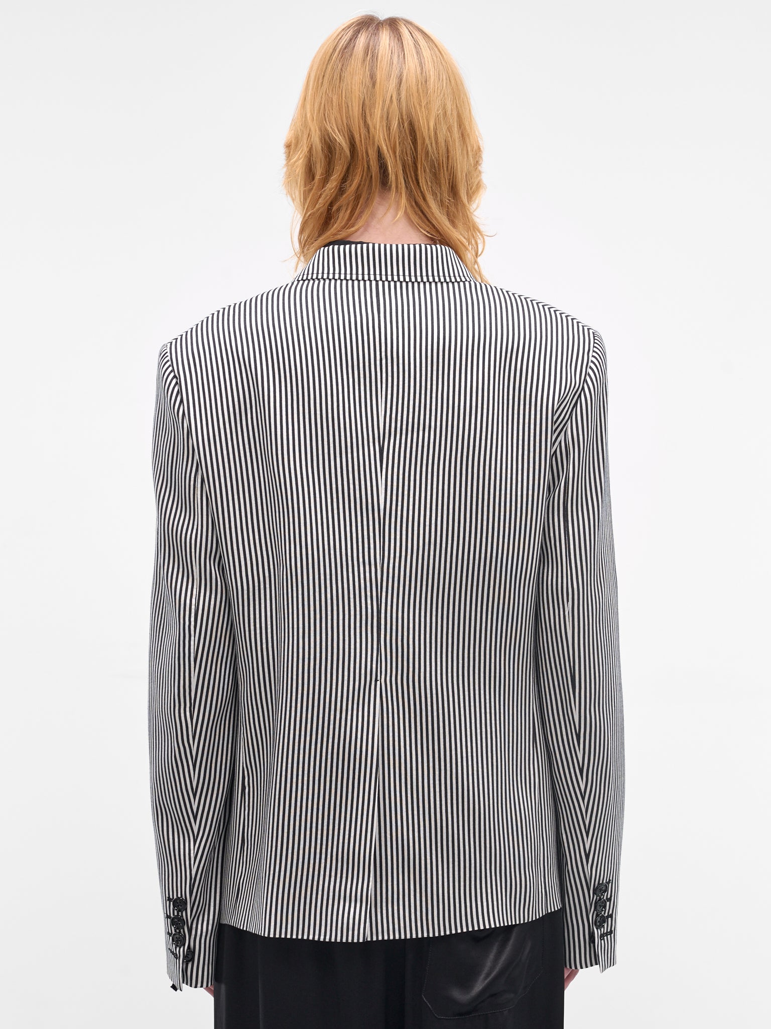 Josh Silk Deconstructed Stripe Blazer (B0013930-FA737-BLACK-NATURAL-W)