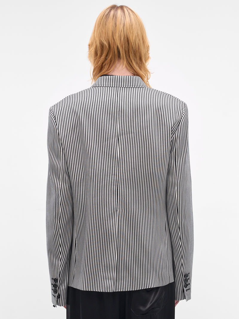 Josh Silk Deconstructed Stripe Blazer (B0013930-FA737-BLACK-NATURAL-W)