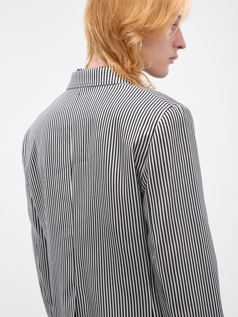 Josh Silk Deconstructed Stripe Blazer (B0013930-FA737-BLACK-NATURAL-W)