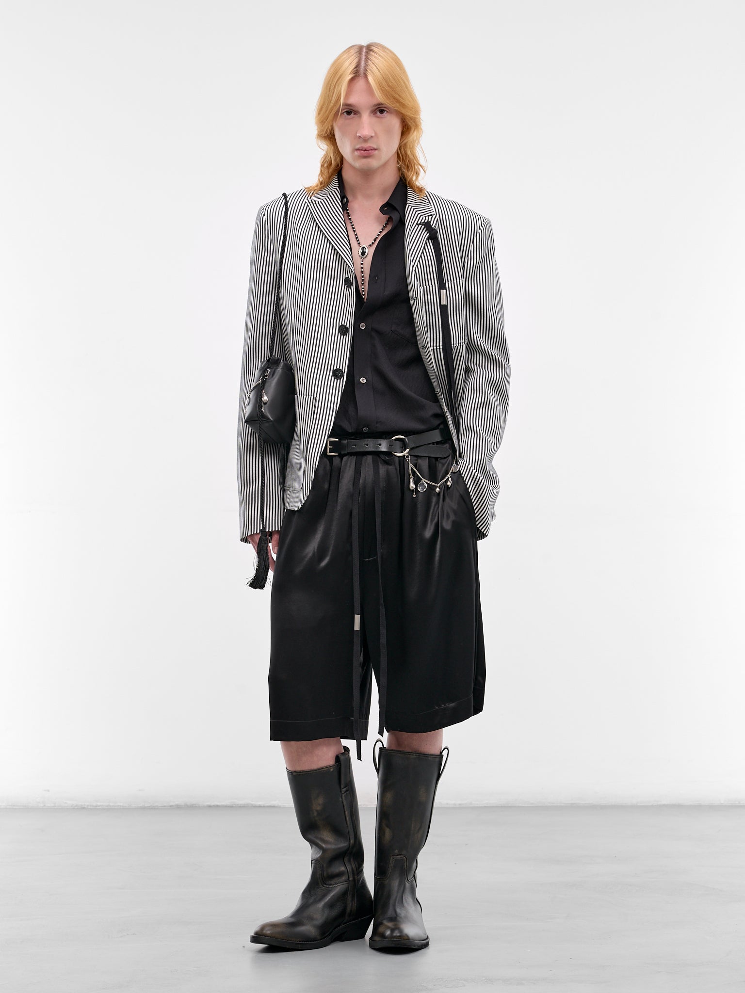 Raul Black Satin Bermuda Shorts (B0013939-FA734-BLACK)
