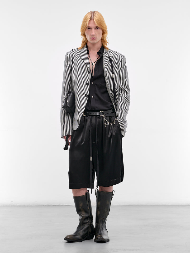 Raul Black Satin Bermuda Shorts (B0013939-FA734-BLACK)
