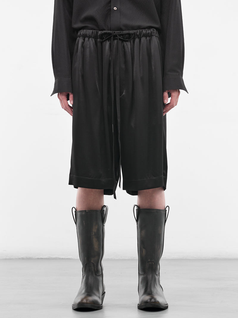 Raul Black Satin Bermuda Shorts (B0013939-FA734-BLACK)