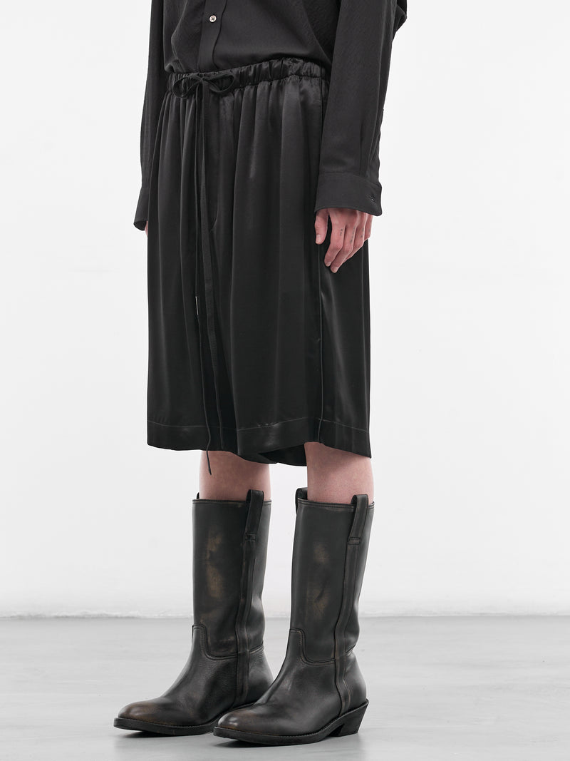 Raul Black Satin Bermuda Shorts (B0013939-FA734-BLACK)