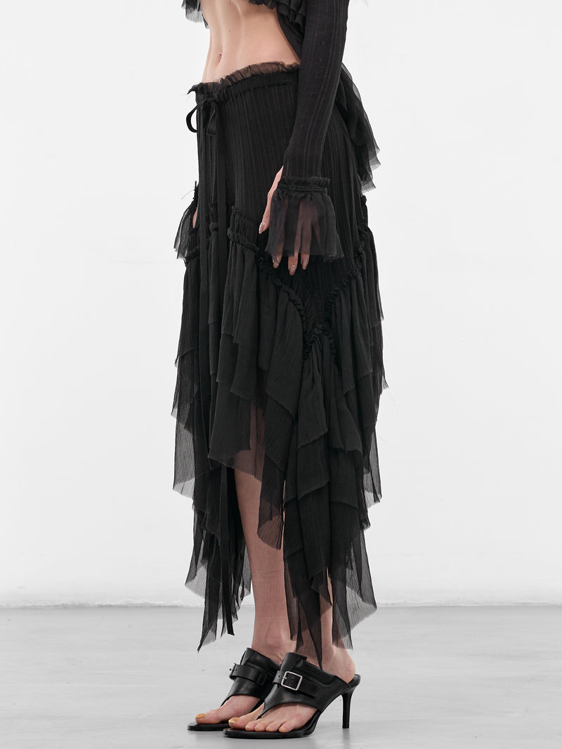 Bete Silk Crepe Ruffle Skirt (B0013945-FA736-BLACK)