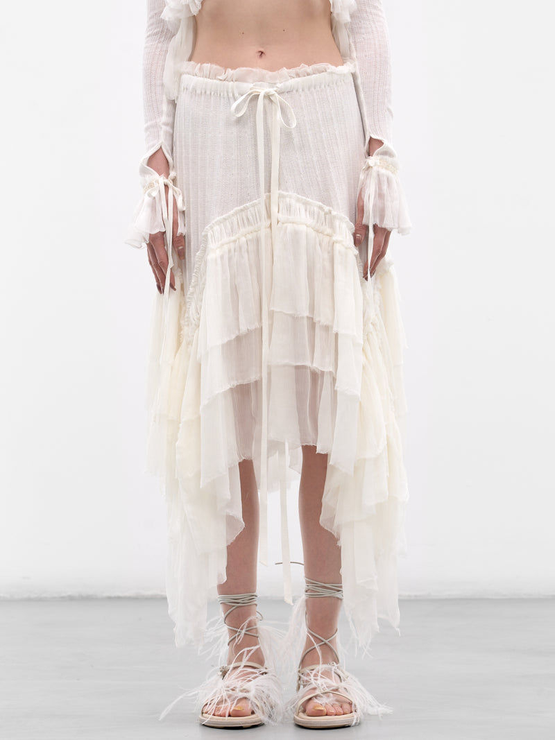 Bete Silk Crepe Ruffle Skirt (B0013945-FA736-NATURAL-WHITE)